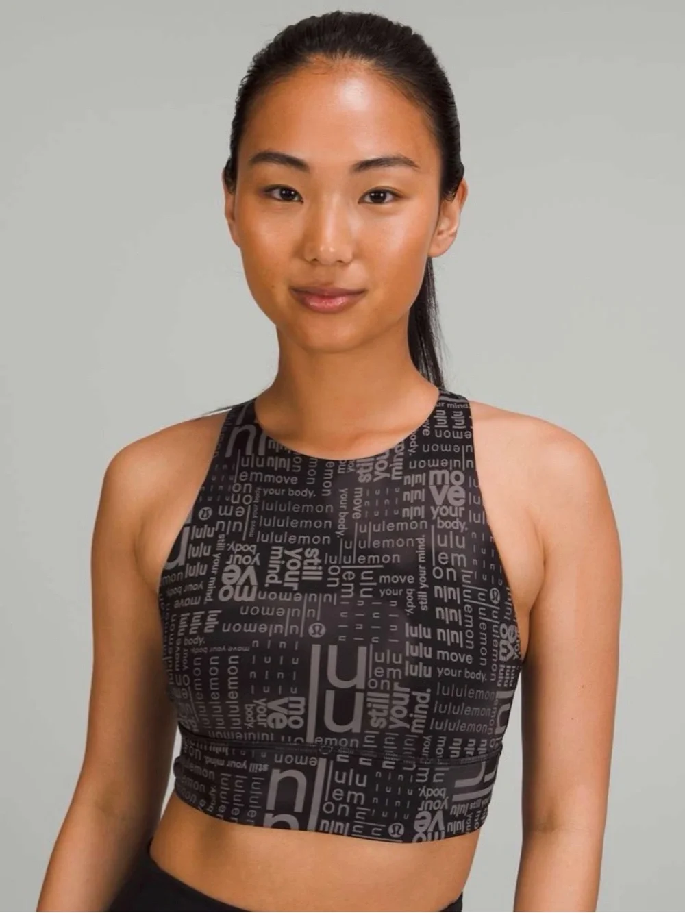 LULULEMON ENGERY HIGH-NECK LONGLINE BRA MEDIUM SUPPORT OMBRE BLACK WOMEN’S 4